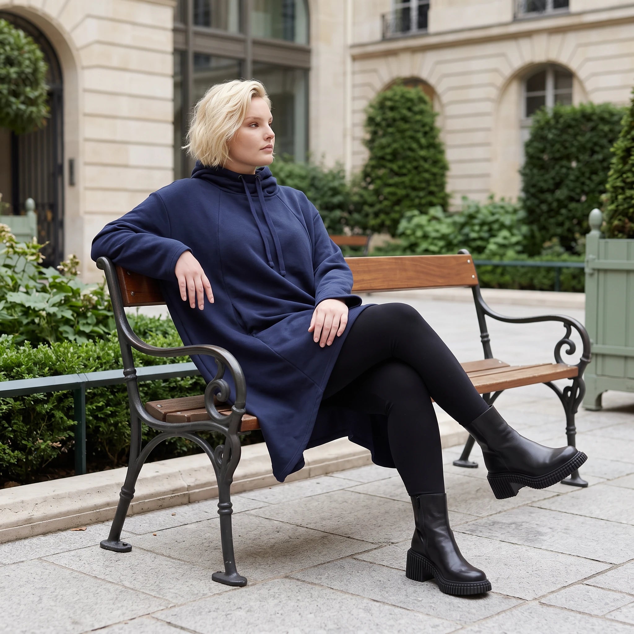 Damen Shirt Lagenlook Baumwolle Dunkelblau, Vokuhila, Langarm, Daumenloch, Oversize große Größen – Rafay