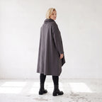Damen Shirt Lagenlook Baumwolle Dunkelgrau, Vokuhila, Langarm, Daumenloch, Oversize große Größen – Rafay
