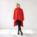 Damen Shirt Lagenlook Baumwolle Rot, Vokuhila, Langarm, Nahttaschen, Oversize große Größen – Rafay