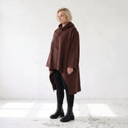 Damen Shirt Lagenlook Baumwolle Schokobraun, Vokuhila, Langarm, Daumenloch, Oversize große Größen – Rafay