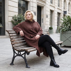 Damen Shirt Lagenlook Baumwolle Schokobraun, Vokuhila, Langarm, Daumenloch, Oversize große Größen – Rafay