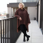 Damen Shirt Lagenlook Baumwolle Schokobraun, Vokuhila, Langarm, Daumenloch, Oversize große Größen – Rafay