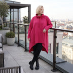 Damen Shirt Lagenlook Baumwolle Pink, Vokuhila, Langarm, Daumenloch, Oversize große Größen – Rafay