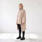Damen Shirt Lagenlook Baumwolle Sand, Vokuhila, Langarm, Daumenloch, Oversize große Größen – Rafay