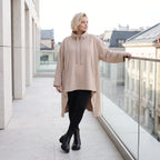 Damen Shirt Lagenlook Baumwolle Sand, Vokuhila, Langarm, Daumenloch, Oversize große Größen – Rafay