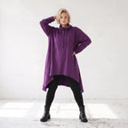 Damen Shirt Lagenlook Baumwolle Lila, Vokuhila, Langarm, Nahttaschen, Oversize große Größen – Rafay