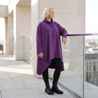Damen Shirt Lagenlook Baumwolle Lila, Vokuhila, Langarm, Nahttaschen, Oversize große Größen – Rafay