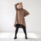 Damen Shirt Lagenlook Baumwolle Braun, Vokuhila, Langarm, Daumenloch, Oversize große Größen – Rafay