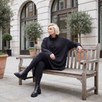 Damen Shirt Lagenlook Baumwolle Schwarz, Vokuhila, Langarm, Daumenloch, Oversize große Größen – Rafay
