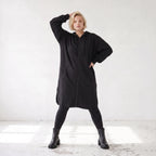 Kapuzenjacke aus Baumwollfleece mit Reißverschluss geradem Schnitt und Seitentaschen vorn