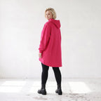 Damen Hoody Lagenlook Baumwolle Pink, gerundeter Schnitt, Kängurutasche, Oversize große Größen – Rafay