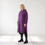 Damen Hoody Lagenlook Baumwolle Lila, gerader Schnitt, Langarm, Kapuze, Oversize große Größen – Rafay