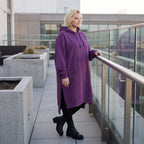 Damen Hoody Lagenlook Baumwolle Lila, gerader Schnitt, Langarm, Kapuze, Oversize große Größen – Rafay
