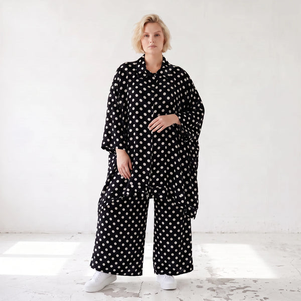 Damen Bluse Lagenlook Viskose Schwarz/Weiß, A-Linie, Streifen, Knopfleiste, Oversize große Größen – AKH Premium