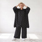 Damen Bluse Lagenlook Viskose Schwarz/Weiß, A-Linie, Streifen, Knopfleiste, Oversize große Größen – AKH Premium