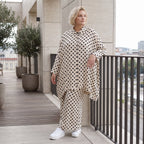 Damen Bluse Lagenlook Viskose Weiß/Schwarz, A-Linie, Punkte, Knopfleiste, Oversize große Größen – AKH Premium
