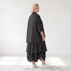 Damen Rock Lagenlook Viskose Schwarz/Weiß, Ballonform, Punkte, Oversize große Größen – AKH Premium