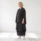 Damen Rock Lagenlook Viskose Schwarz/Weiß, Ballonform, Punkte, Oversize große Größen – AKH Premium