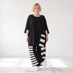 Damen Hose Lagenlook Rayon Schwarz/Weiß, Oversize große Größen – AKH Premium
