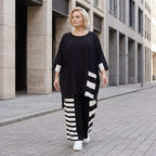 Damen Hose Lagenlook Rayon Schwarz/Weiß, Oversize große Größen – AKH Premium