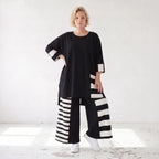 Damen Shirt Lagenlook Rayon Schwarz/Weiß, Vokuhila, Oversize große Größen – AKH Premium