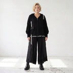 Damen Jacke Lagenlook Baumwolle Schwarz, Kapuze, Oversize große Größen – AKH Premium