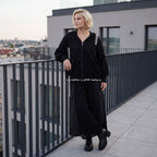 Damen Jacke Lagenlook Baumwolle Schwarz, Kapuze, Oversize große Größen – AKH Premium