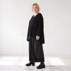 Damen Shirt Lagenlook Baumwolle Schwarz, A-Linie, Langarm, Oversize große Größen – AKH Premium