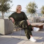 Damen Shirt Lagenlook Lyocell Khaki, A-Linie, 3/4-Arm, Oversize große Größen – AKH Premium