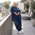Damen Shirt Lagenlook Lyocell Petrol, A-Linie, 3/4-Arm, Oversize große Größen – AKH Premium