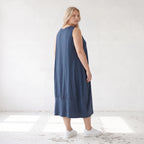 Damen Kleid Lagenlook Lyocell Petrol, Ballonschnitt, ärmellos, Flügeltaschen, Oversize große Größen – AKH Premium