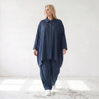 Damen Bluse Lagenlook Lyocell Petrol, A-Linie, Knopfleiste, Oversize große Größen – AKH Premium