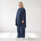Damen Bluse Lagenlook Lyocell Petrol, A-Linie, Knopfleiste, Oversize große Größen – AKH Premium