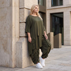 Damen Shirt Lagenlook Lyocell Khaki, A-Linie, Oversize große Größen – AKH Premium