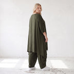 Damen Shirt Lagenlook Lyocell Khaki, A-Linie, Oversize große Größen – AKH Premium
