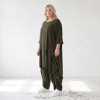 Damen Shirt Lagenlook Lyocell Khaki, A-Linie, Oversize große Größen – AKH Premium