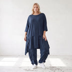 Damen Shirt Lagenlook Lyocell Petrol, A-Linie, Oversize große Größen – AKH Premium