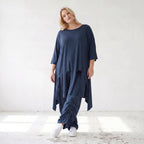 Damen Shirt Lagenlook Lyocell Petrol, A-Linie, Oversize große Größen – AKH Premium