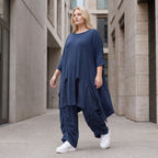 Damen Shirt Lagenlook Lyocell Petrol, A-Linie, Oversize große Größen – AKH Premium