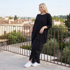 Damen Hose Lagenlook Lyocell Schwarz, Ballonschnitt, Flügeltaschen, Oversize große Größen – AKH Premium