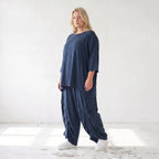 Damen Hose Lagenlook Lyocell Petrol, Ballonschnitt, Flügeltaschen, Oversize große Größen – AKH Premium