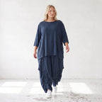 Damen Hose Lagenlook Lyocell Petrol, Ballonschnitt, Flügeltaschen, Oversize große Größen – AKH Premium