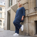Damen Hose Lagenlook Lyocell Petrol, Ballonschnitt, Flügeltaschen, Oversize große Größen – AKH Premium