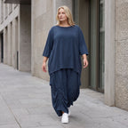 Damen Hose Lagenlook Lyocell Petrol, Ballonschnitt, Flügeltaschen, Oversize große Größen – AKH Premium