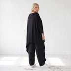 Damen Shirt Lagenlook Lyocell Schwarz, gerader Schnitt, Oversize große Größen – AKH Premium