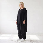 Damen Shirt Lagenlook Lyocell Schwarz, gerader Schnitt, Oversize große Größen – AKH Premium