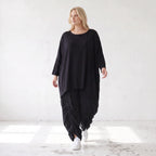 Damen Shirt Lagenlook Lyocell Schwarz, gerader Schnitt, Oversize große Größen – AKH Premium