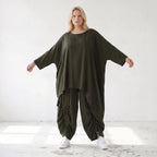 Damen Shirt Lagenlook Lyocell Khaki, gerader Schnitt, Oversize große Größen – AKH Premium