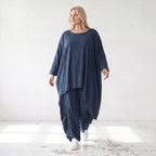 Damen Shirt Lagenlook Lyocell Petrol, gerader Schnitt, Kurzarm, Oversize große Größen – AKH Premium