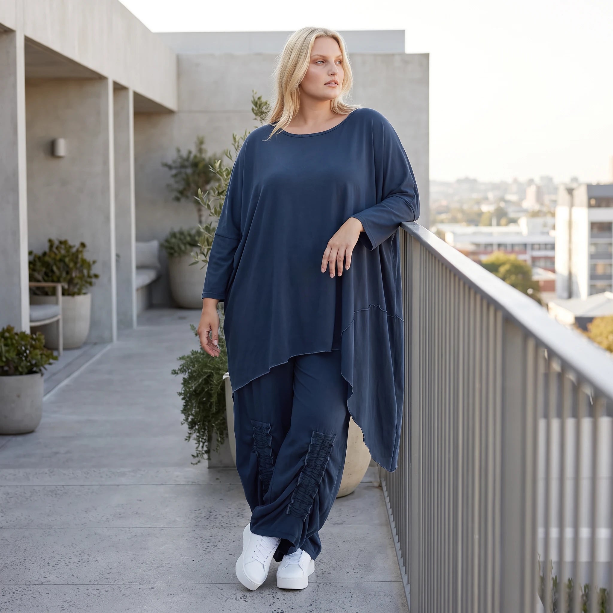 Damen Shirt Lagenlook Lyocell Petrol, gerader Schnitt, Kurzarm, Oversize große Größen – AKH Premium